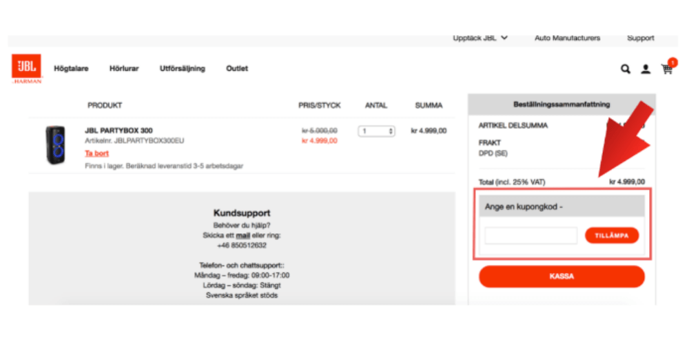 Hur man använder en rabattkod från JBL