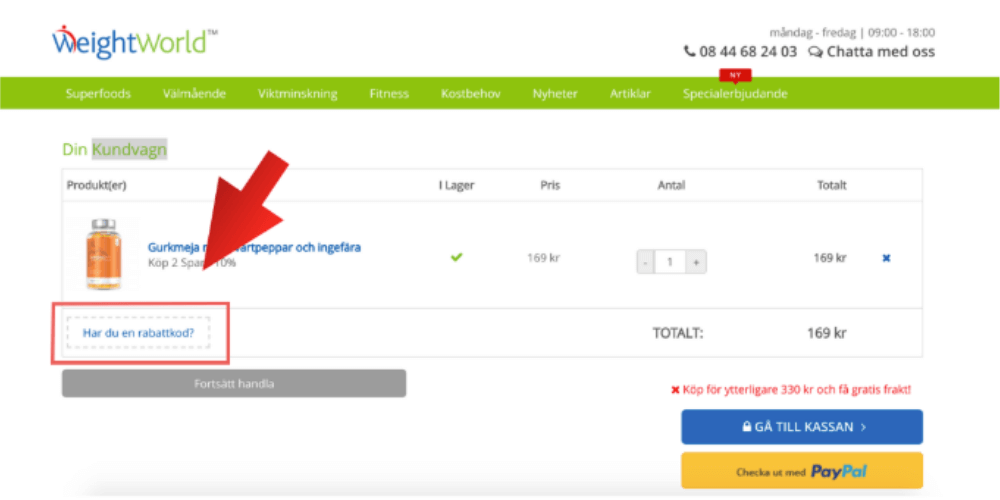 Hur man använder en rabattkod från Weightworld