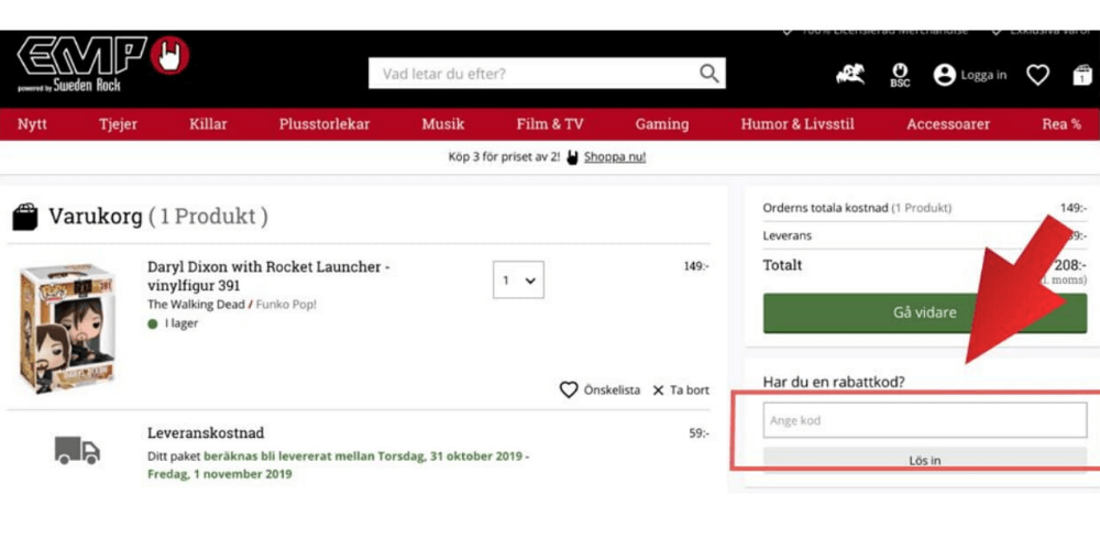 Så här använder du en rabattkod hos EMP