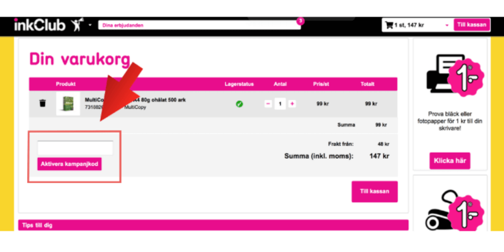 Hur man använder en rabattkod inkClub