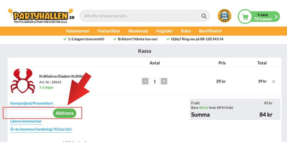 Hur man använder en rabattkod från Partyhallen