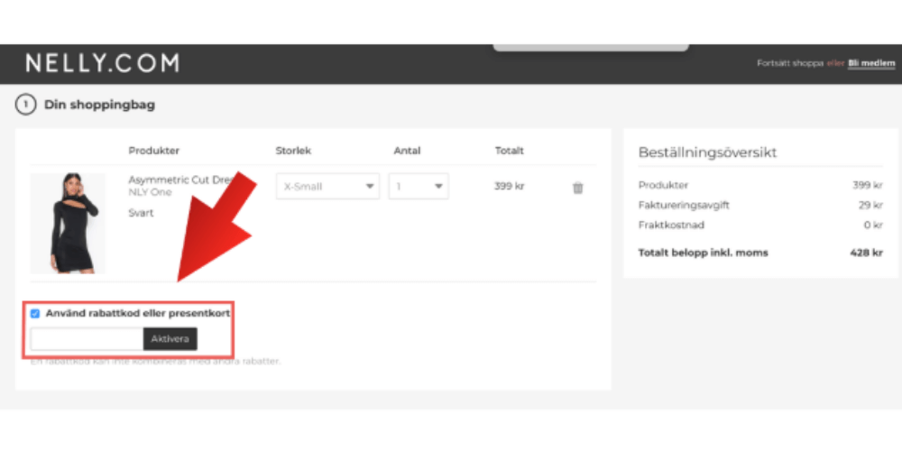 Hur man använder en rabattkod Nelly