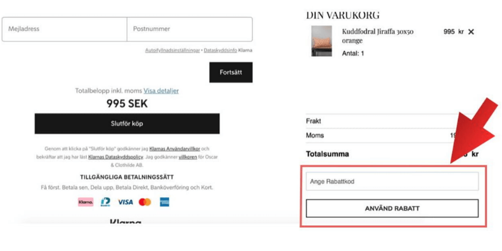 Så här använder du en rabattkod hos Oscar & Chlothilde