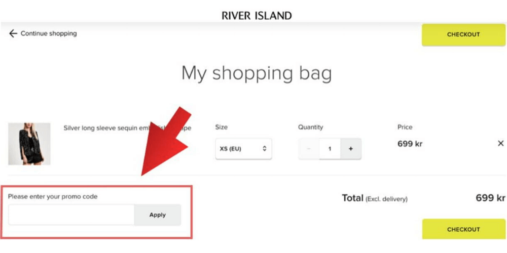 Så här använder du en rabattkod hos River Island