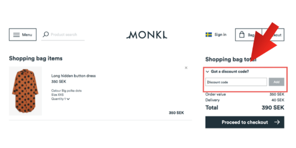 Hur man använder en rabattkod från Monki